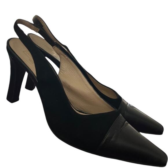 Johnny Moke London Slingback Pump 3.5" Heel Women's 39/9 Suede Cap Toe Classic - Picture 1 of 6